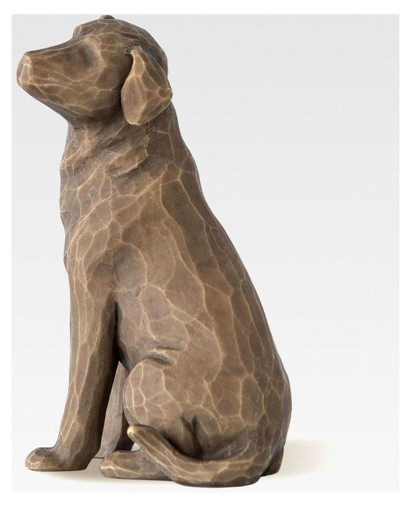Dunkle, handbemalte figurative Skulptur 'Love My Dog' aus Holz-Effekt