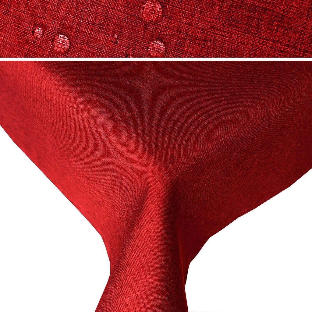 LEINEN Optik Rund 140 cm ROT Tischdecke bügelfrei Produktbild 
