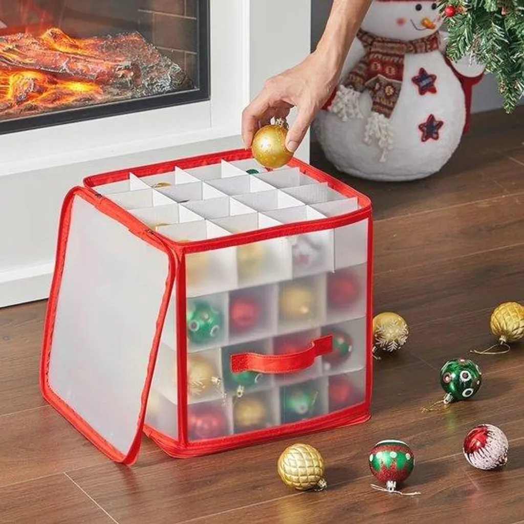 Boîte de rangement pour ornements de Noël avec compartiments rigides