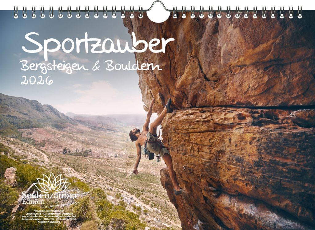 Sportzauber Bergsteigen & Bouldern DIN A4 Kalender für 2026 Berge und wandern - Seelenzauber