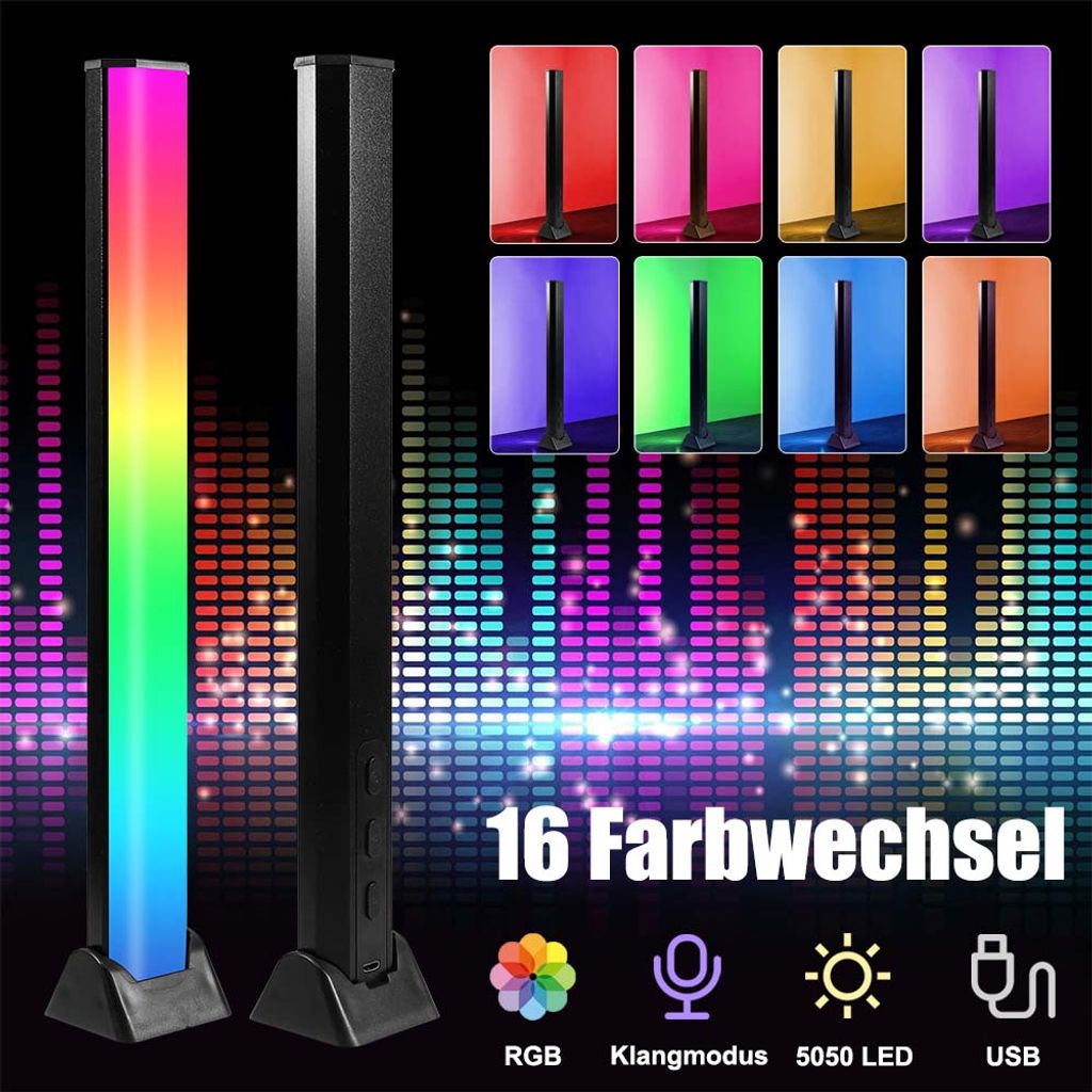 LED-Musik spektrum Rhythmus anzeige RGB Licht elektronische Uhr 12