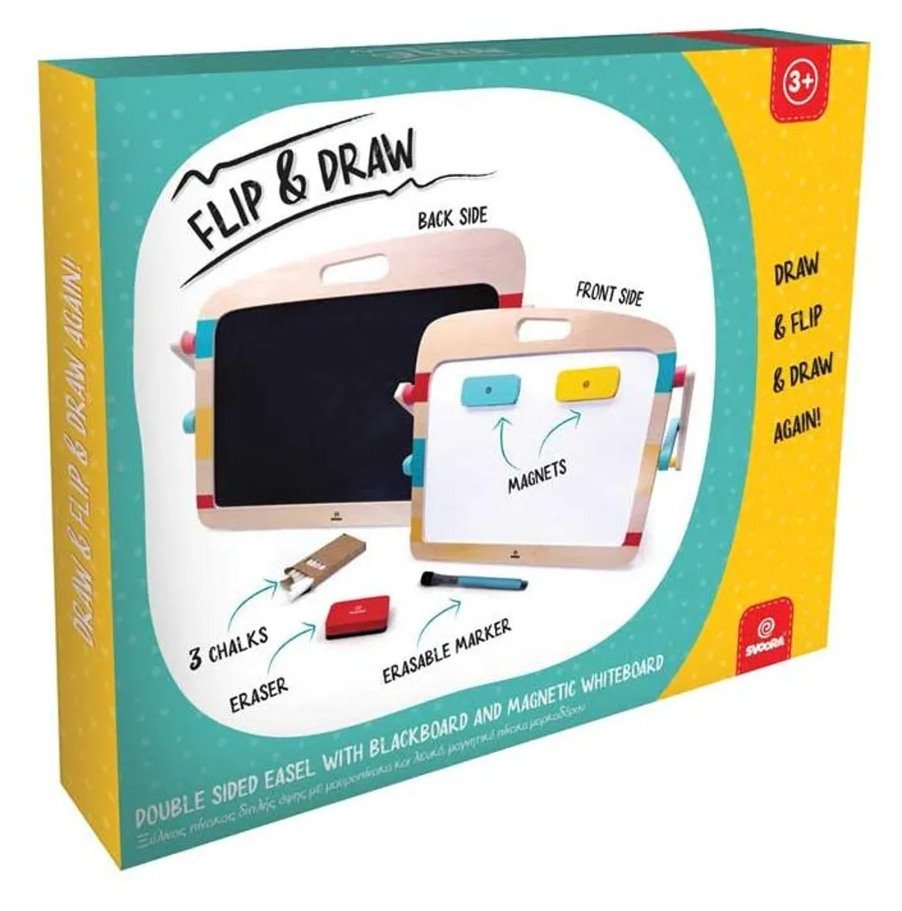 Tableau double Flip & Draw Svoora - Ardoise magique bois pour enfants