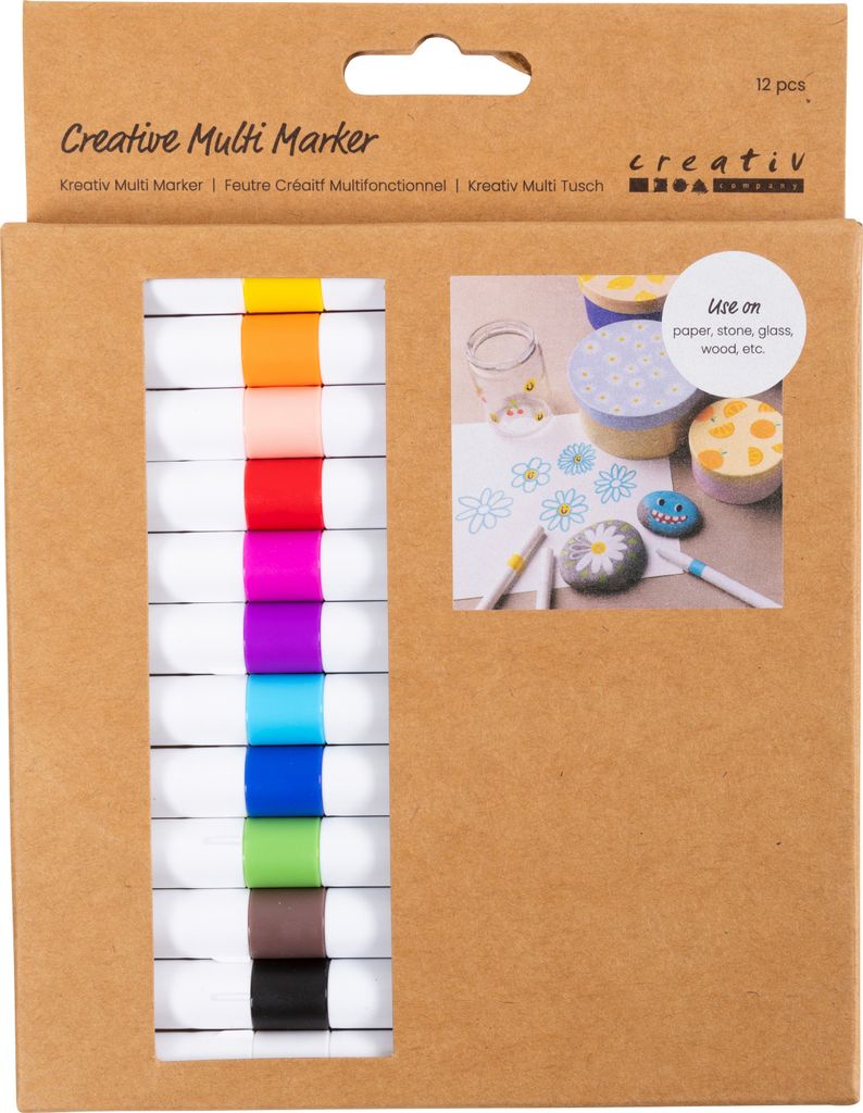 Creativ Company Kreativ-Multimarker, Strichstärke 4 mm, verschiedene Farben, 12 Stück 1 Box