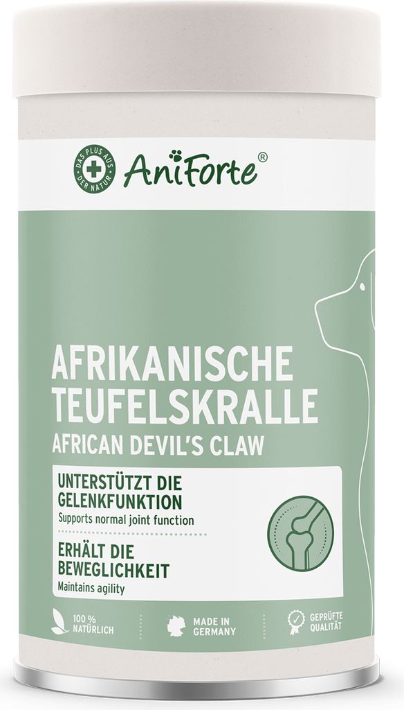 AniForte Afrikanische Teufelskralle Pulver für Hunde & Katzen 500g - Gelenkpulver zur Unterstützung der Agilität & Gelenkfunktion, Sehnen & Bänder
