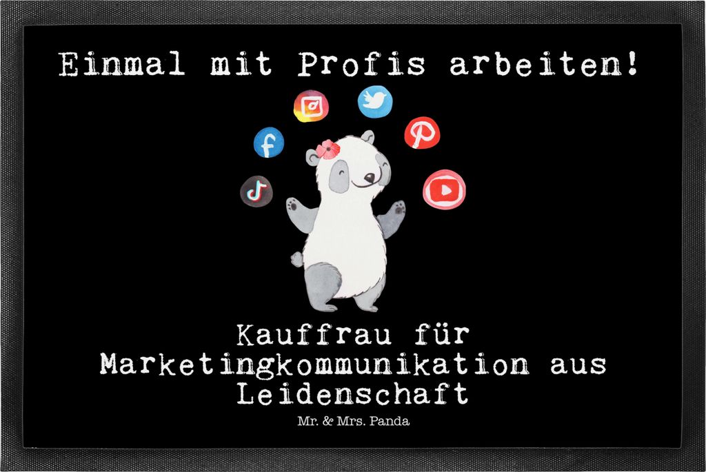 Mr. & Mrs. Panda fußmatte Kauffrau für Marketingkommunikation Leidenschaft 50 x 75 cm - Schwarz - Geschenk, Schmutzfangmatte, Bodenvorleger, Schm...