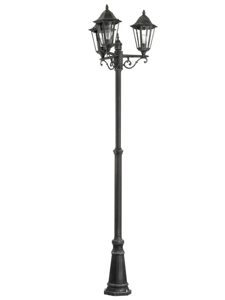Candélabre de jardin Calmar 3 lampes style ancien noir et argent 56cm
