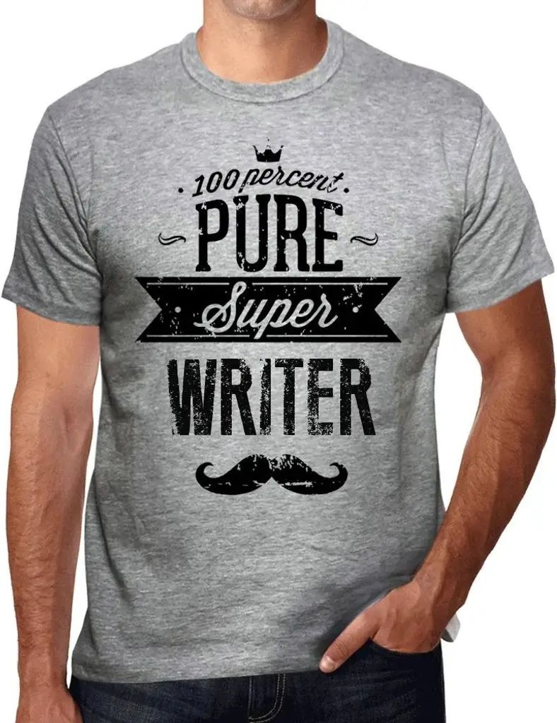 Herren Grafik T-Shirt 100% reiner Superschreiber – 100% Pure Super Writer – Öko-Verantwortlich Vintage Jahrgang Kurzarm Lustige Druck Geburtstag
