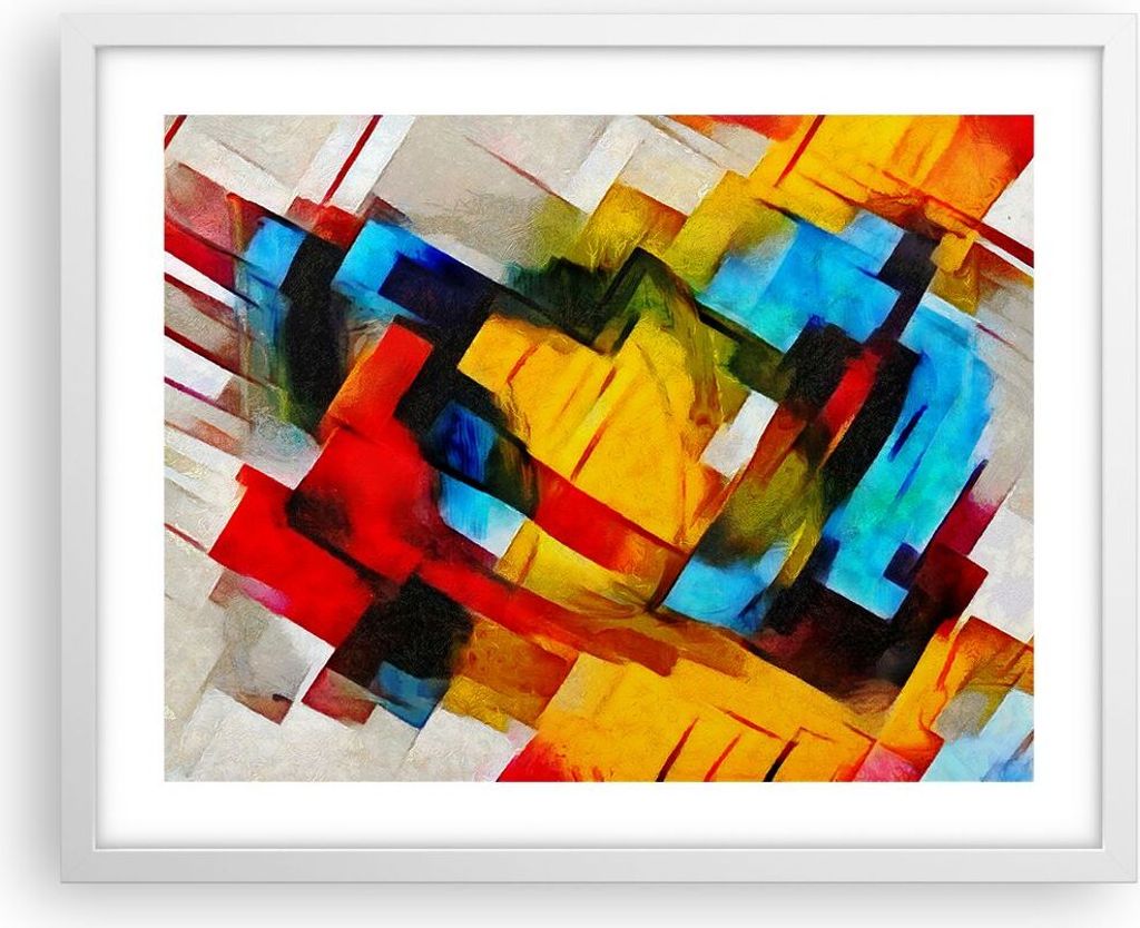 Gerahmtes Poster - Weißer Rahmen - Abstraktion modern - 50x40 cm - Wand Bild - Wanddeko - Wandbilder - Kunstposter - Wandposter - Bilderrahmen - B...