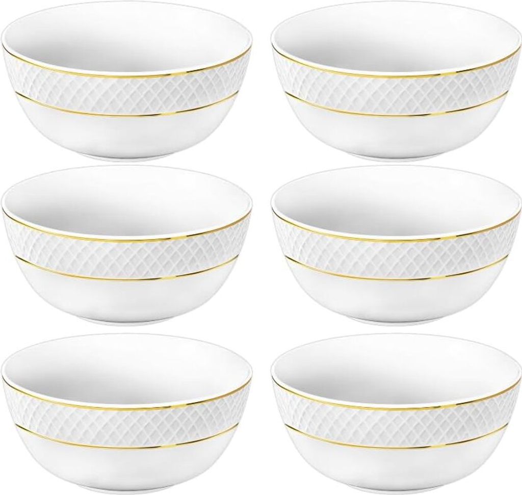 Wilmax Schale 12 cm Weiß Goldrand Porzellan 6er Set Produktbild 