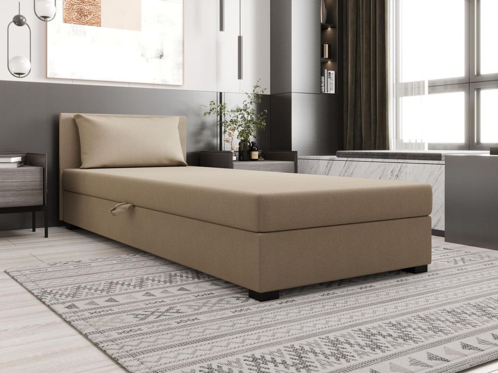 Einzelbett 80x195 ZAJDA 1 mit Stauraum - braun