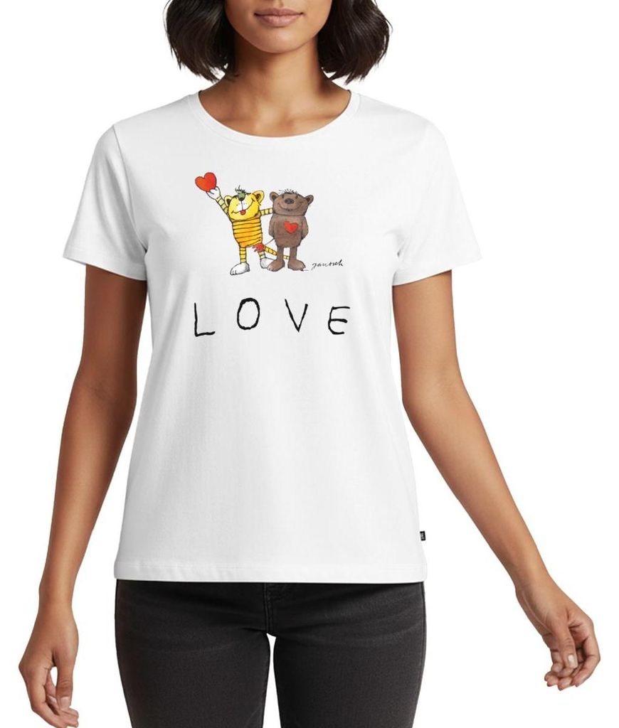 Spreadshirt Janosch Bär Tiger Love Liebe Frauen Premium T-Shirt, XL, Weiß