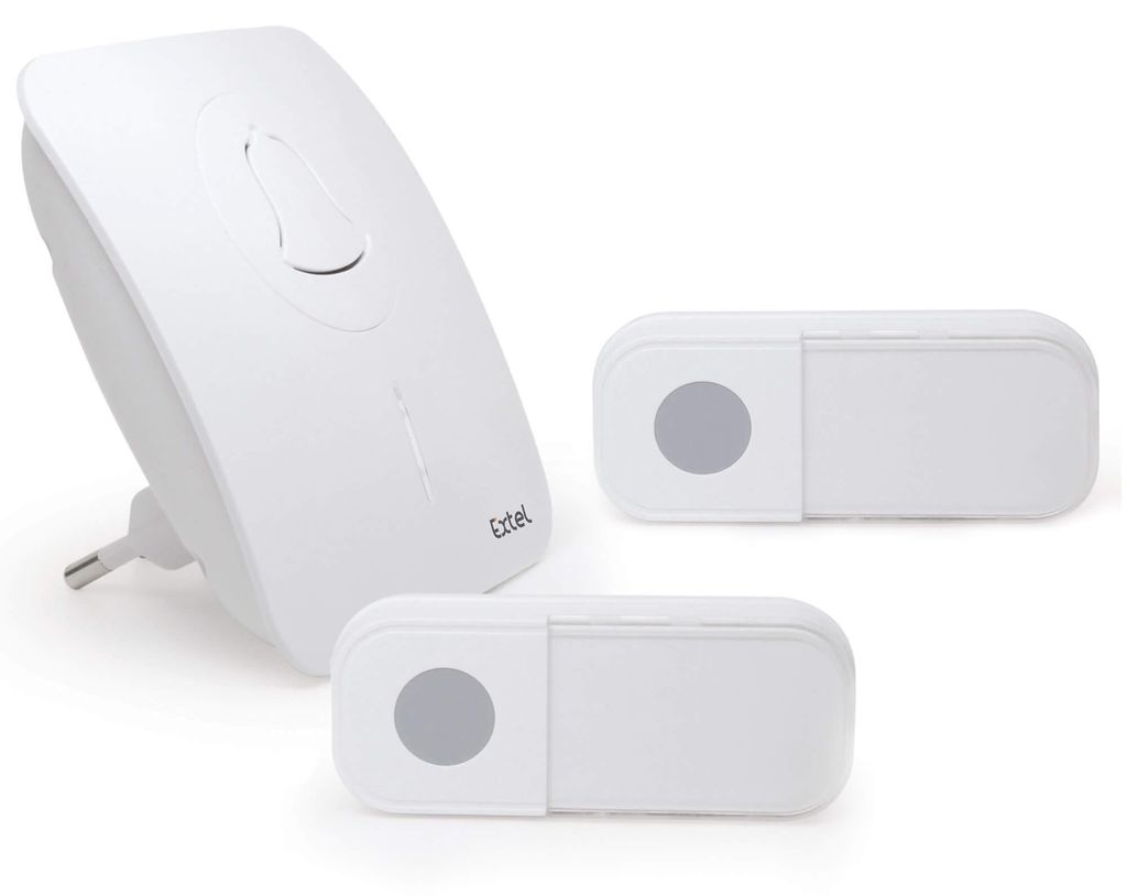 CARILLO PLUG FLASH EXTEL - Sonnette sans fil 100m enfichable + bouton supplémentaire OFFERT