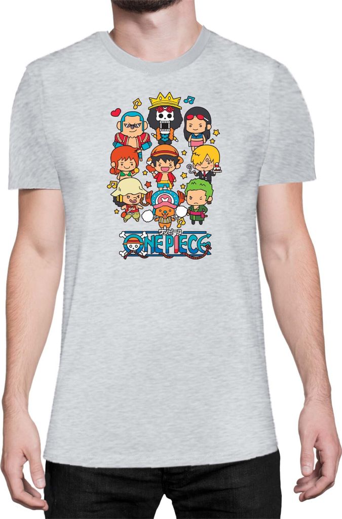 Herren T-Shirt Japan Anime Manga One Manga Piece Anime Heroes Chibi Heroes Chibi, Man M / Grau