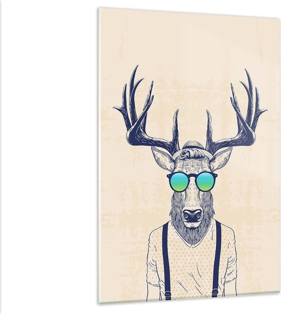 Bilder auf glas - Einteilig - Hirsch Abstraktion - 80x120cm - Glasbilder - Wandbilder - Bilder - zum Aufhängen bereit - Wanddekoration aus Glas - ...