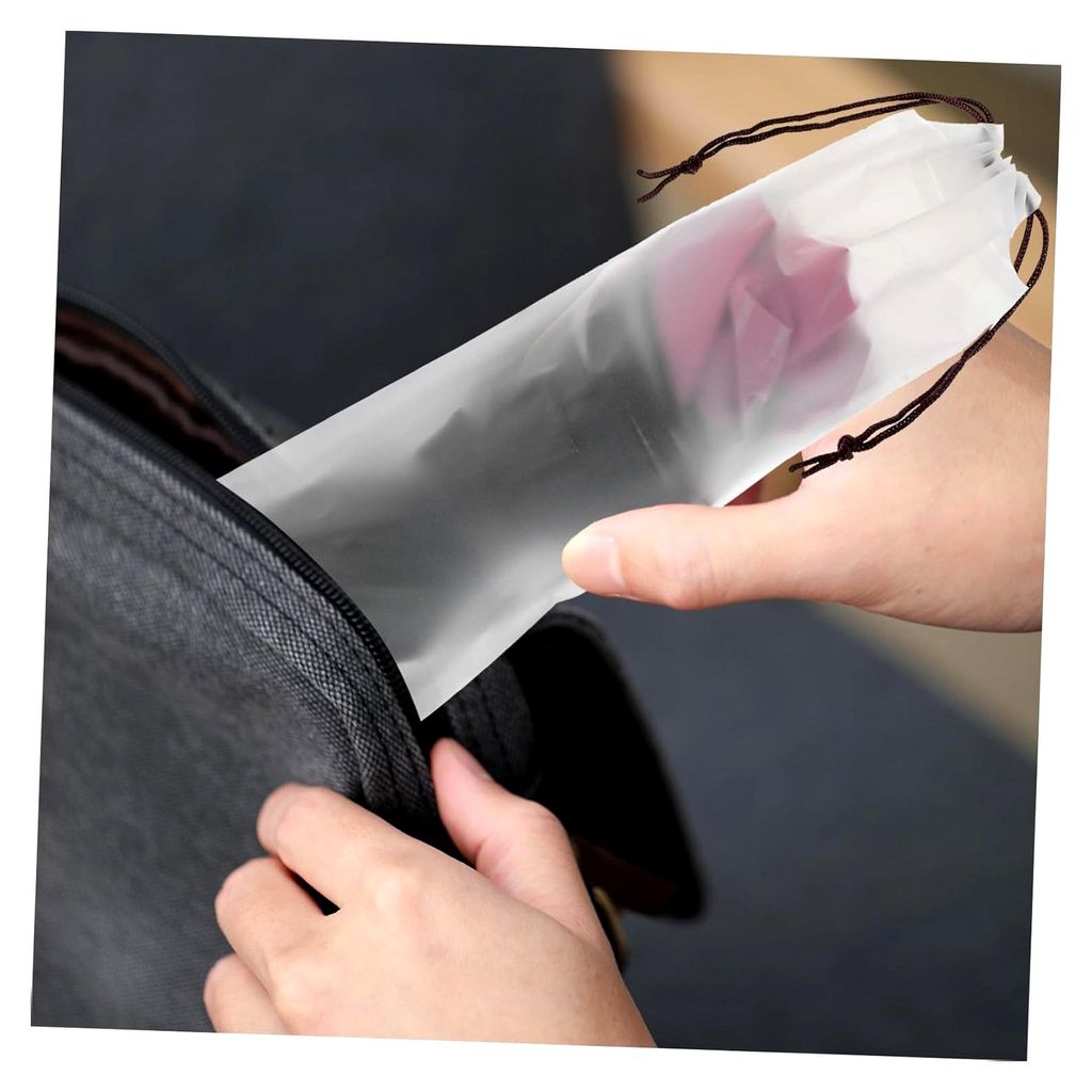 10 Stück Faltbare Regenschirmtaschen aus Kunststoff Transparent Reiseschutzbeutel mit Kordelzug für nasse Regenschirme