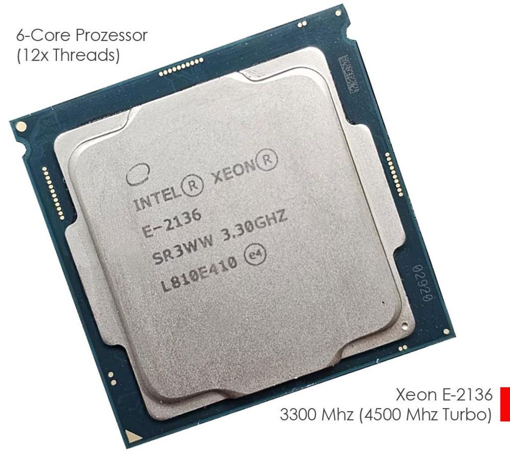 INTEL XEON CPU E-2136 3300 Mhz 4500 Mhz TURBO SOCKET 1151 Produktbild 