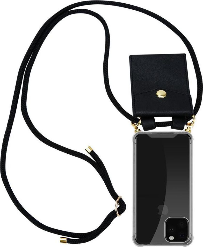 Cadorabo Hülle für Apple iPhone 11 PRO MAX Schutzhülle in Schwarz Handy Kette Silikon Kordel abnehmbares Etui