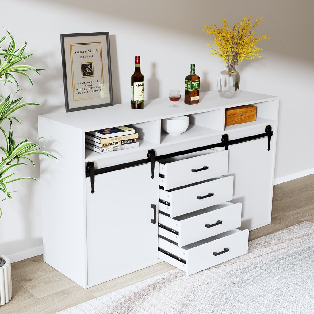HOMAVO HG1-L Buffet - 4 tiroirs, 2 portes coulissantes, 2 Image du produit 