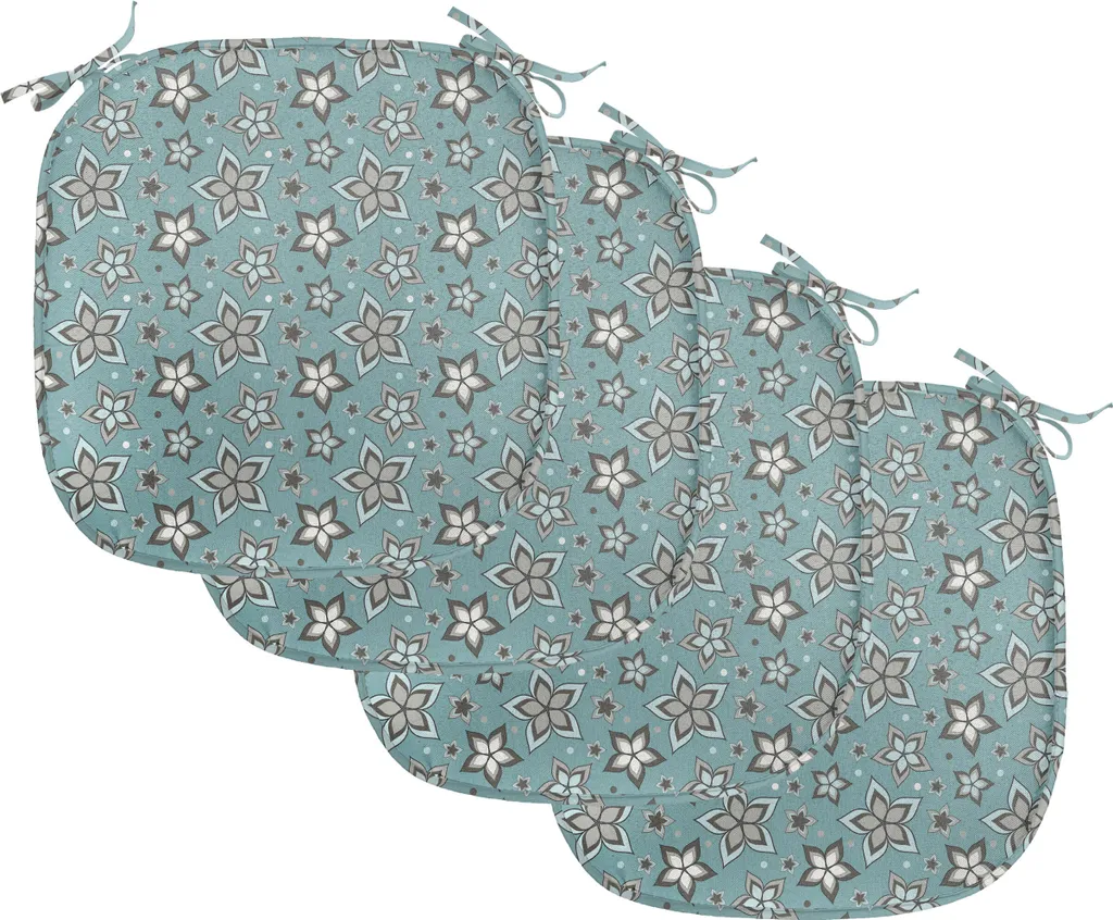 Coussins de chaise pour salle à manger lot de 4 décor floral turquoise