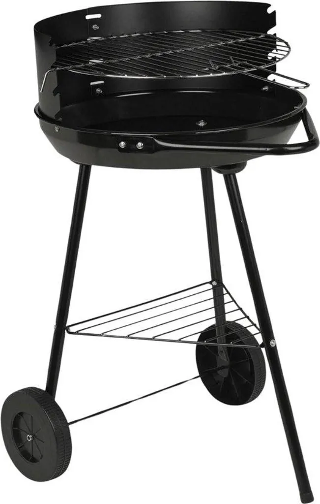 Barbecue portable à charbon avec couvercle et roues pour petit jardin
