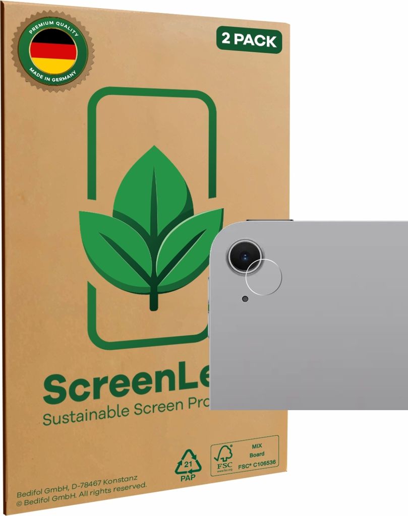 2x ScreenLeaf Schutzfolie für Apple iPad Air 13" M3 WiFi 2025 (NUR Kameraschutz) nachhaltiger Displayschutz Display Schutz Folie Klar Transparent