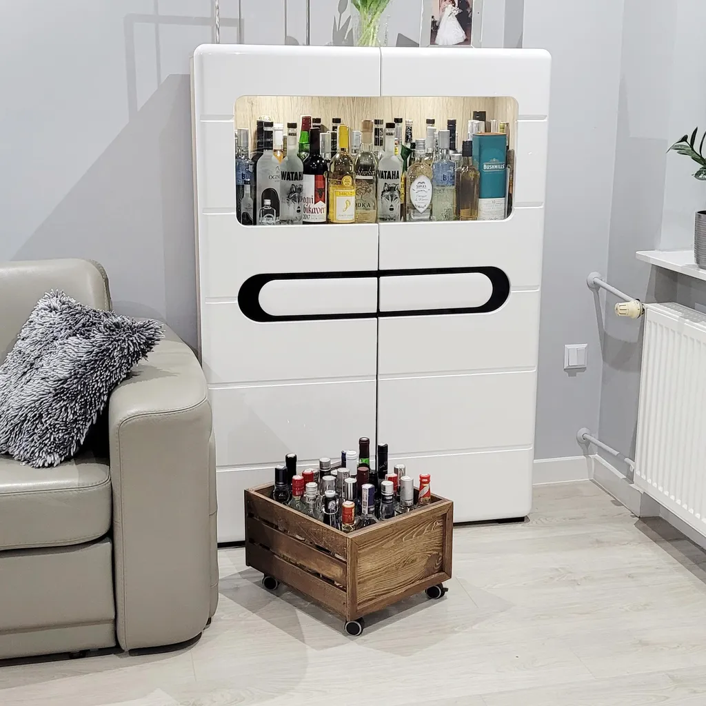 Meuble vinyle wengé sur roulettes, structure ajourée design minimaliste - 8