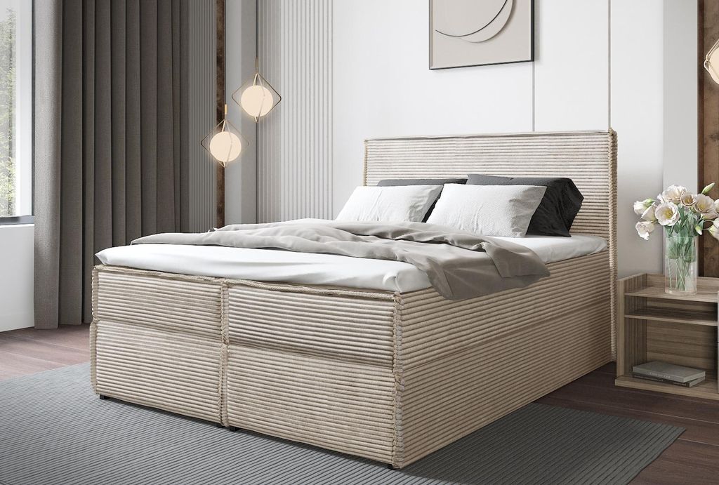 B&B Home Boxspringbett TiliaII 160x200 cm – mit Bettkasten