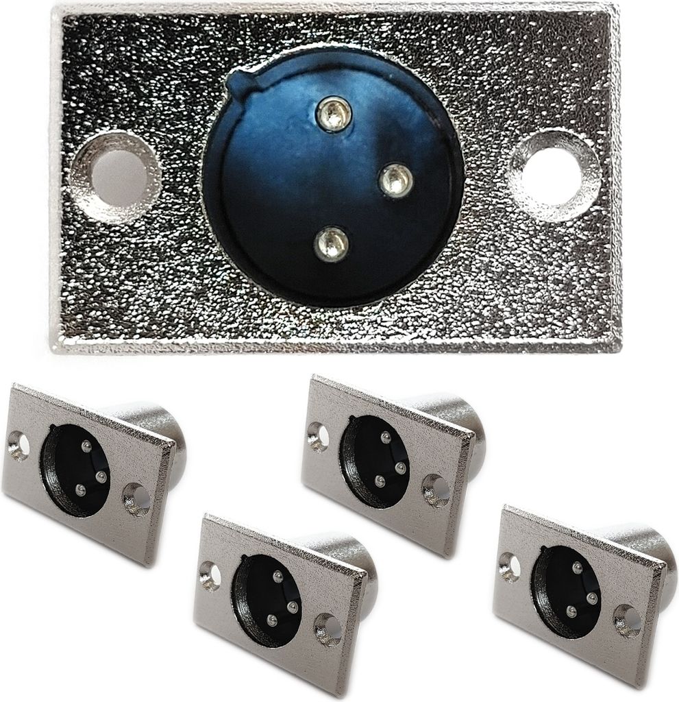 4x XLR Einbaustecker Flanscheinbau Eckig Male Männlich 3-polig Einbaubuchse