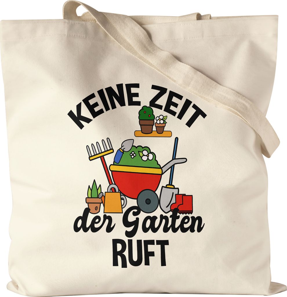 Keine Zeit Der Garten Ruft Jutebeutel Stoffbeutel Canvas Hobby-Gärtner Pflanzen Garten Blumen Geschenkidee Pflanzen-Fans
