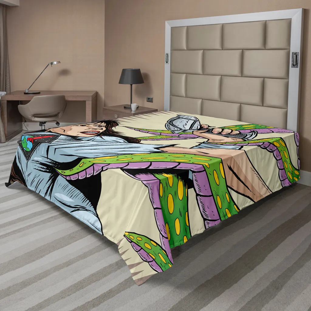 Drap de lit microfibre doux et infroissable motif Alien 266 cm x 260 cm