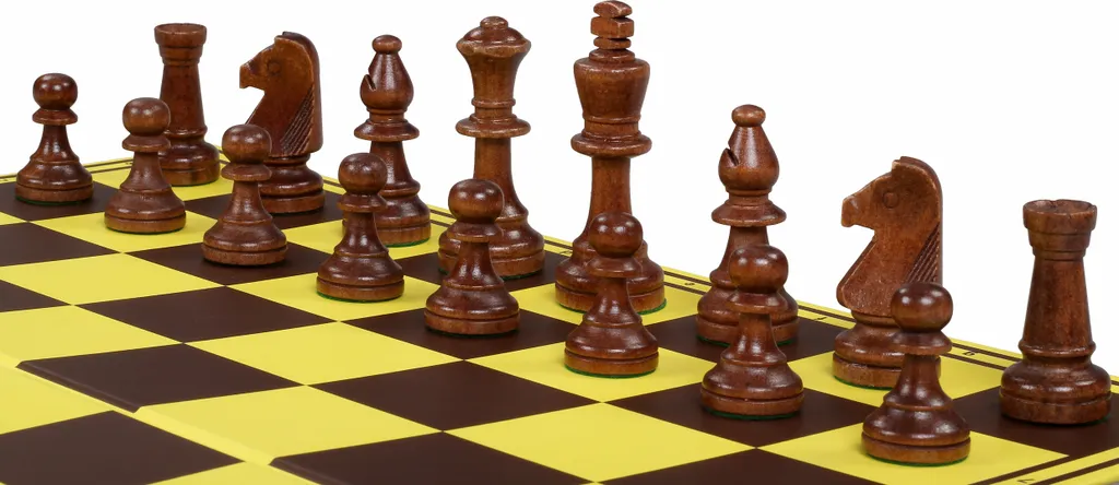 Set d'échecs bois CHW26 ART Roi 90mm avec échiquier 55mm pliable