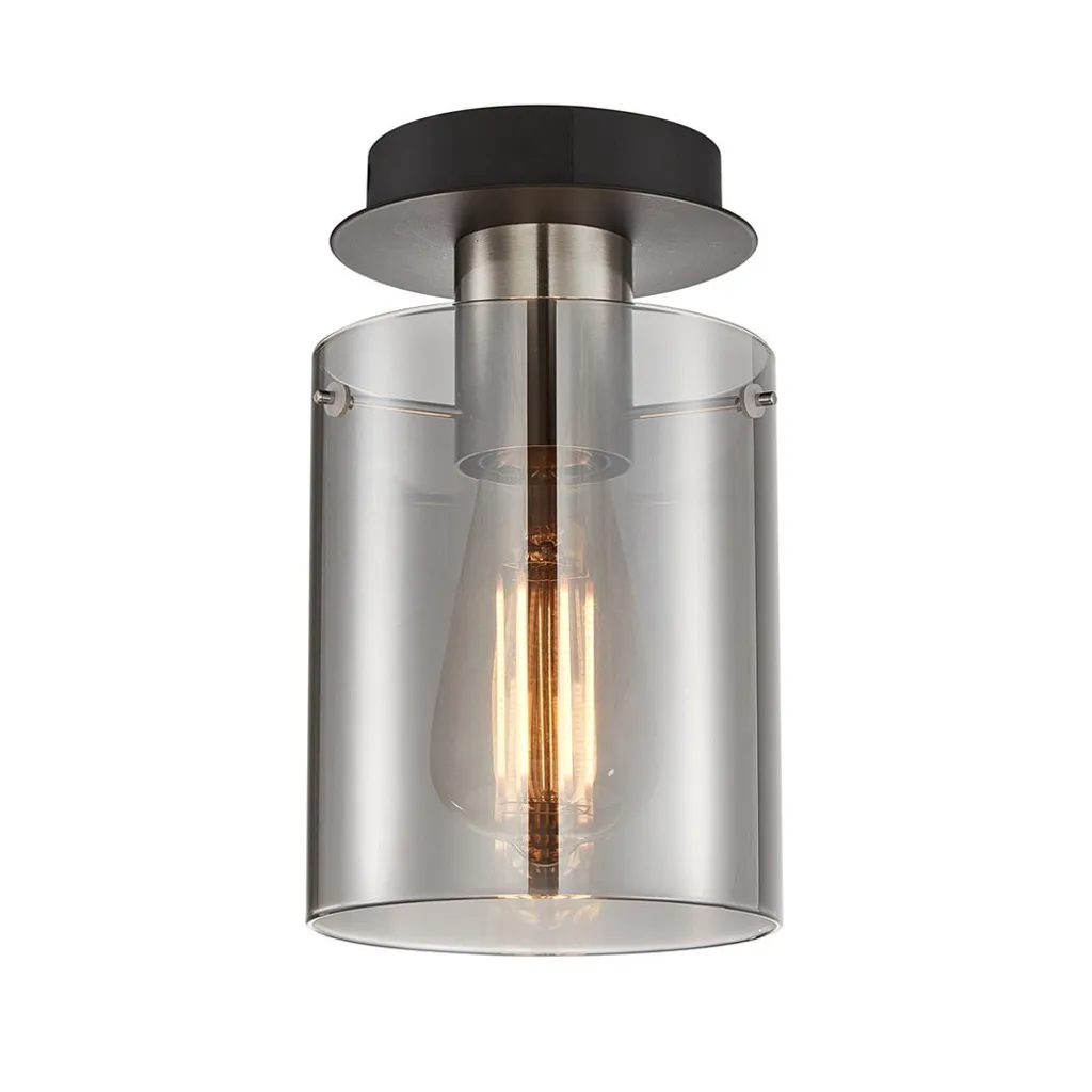 Lampada Italux Sardo SPL-5581-1SC-SC-SG | Plafoniera Robusta Vetro Grigio