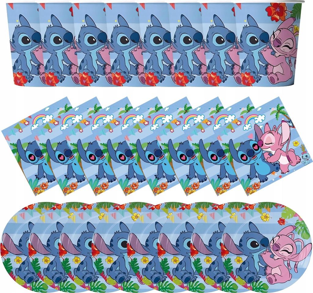 Zestaw Urodzinowy STITCH LILO KUBKI I TALERZYKI SERWETKI Zdjęcie produktu 