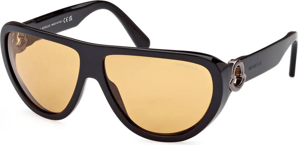 Lunettes de soleil hommes aviateur noir et verre jaune UV400 Nero UNI