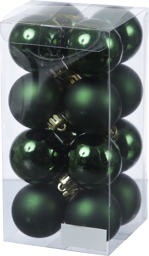 Christbaumkugel - Weihnachtskugel - bruchfest - D: 4cm - glänzend und matt - grün - 16er Set