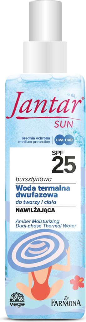 Farmona Jantar Sonnenpflege Zweiphasen-Feuchtigkeitsspray mit Thermalwasser SPF25, 200 ml