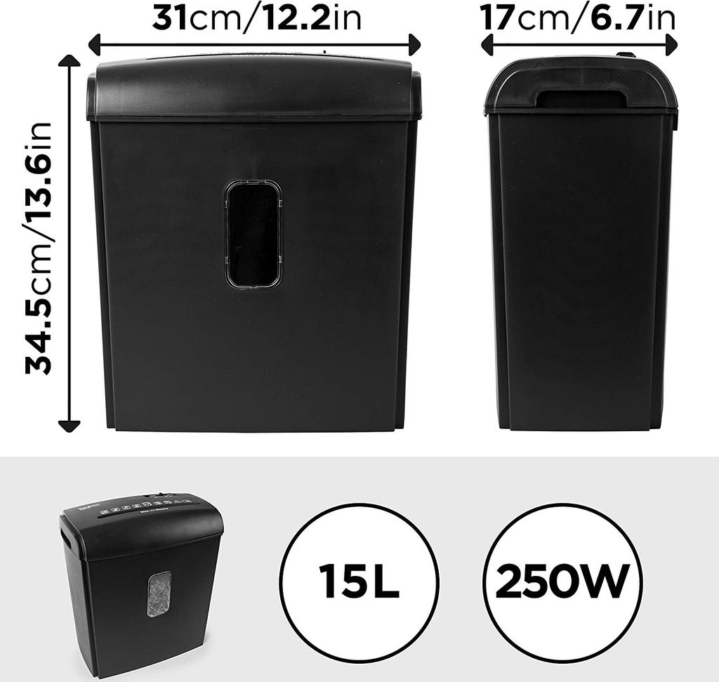 Duronic PS815 Aktenvernichter | 8X A4 Blatt | Kreuzschnitt Produktbild 3