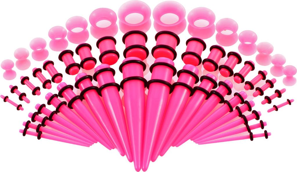 50 Stück Ohr-Expander, doppelte O-Ringe, ausgestellte Tunnel, dreiteiliger Anzug, hypoallergen, Piercing-Schmuckset, glatte Oberfläche, Acryl-Keg...