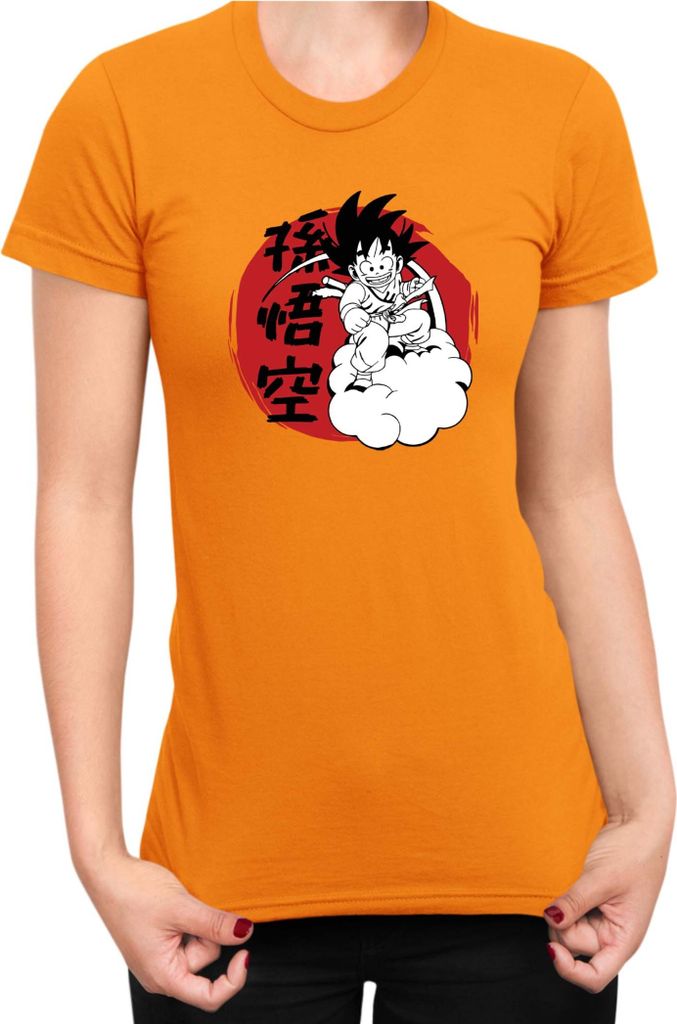 Damen T-Shirt Dragon Anime Manga Ball Z Goku 03, Lady S / Orange