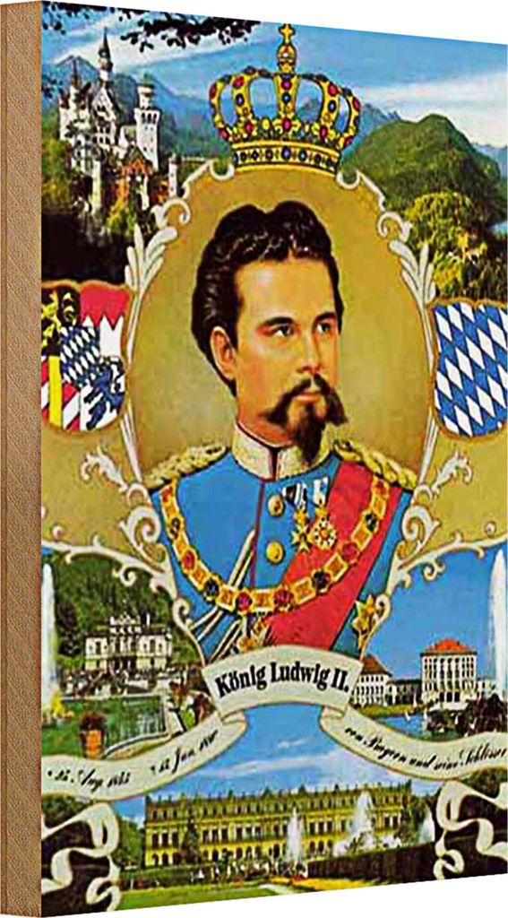 Holzschild Portrait 20x30cm Ludwig II König Bayern King