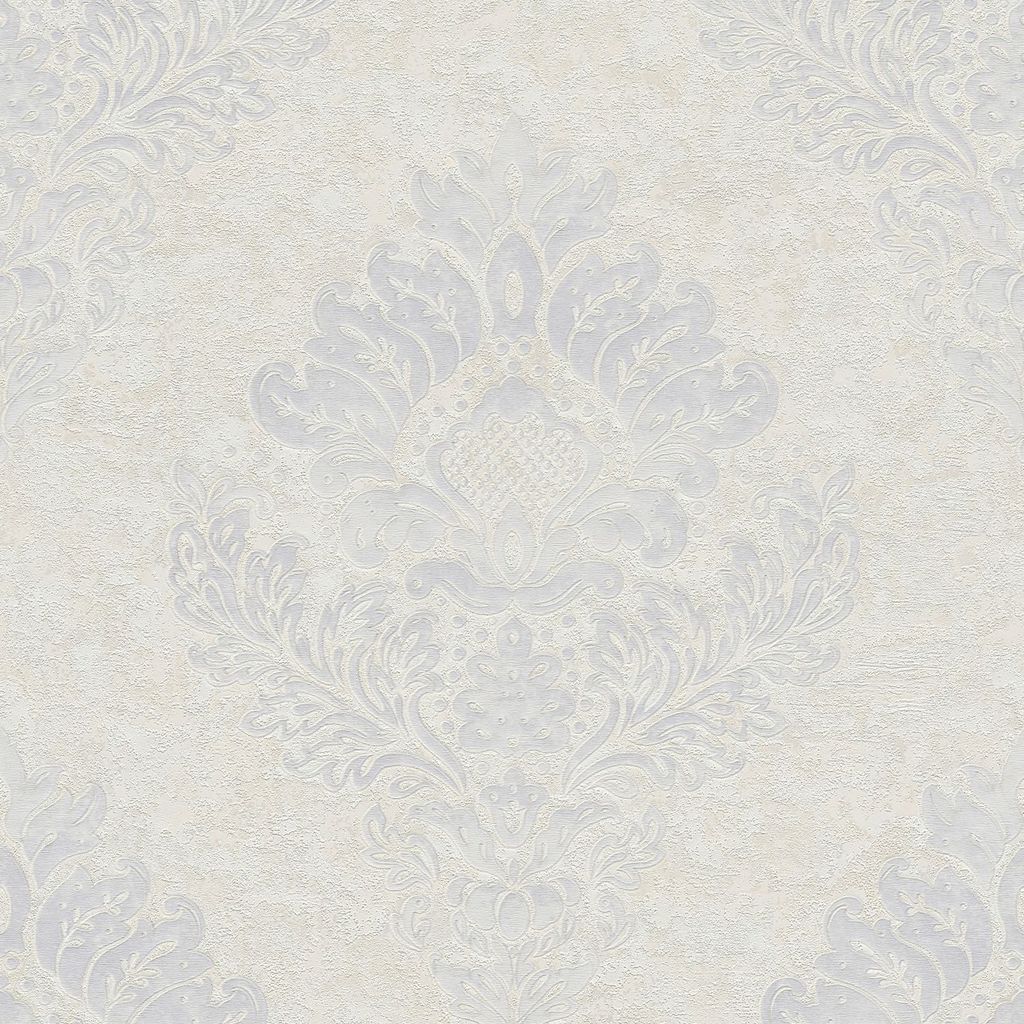 Profhome 379015-GU Barock Tapete Ornament matt weiß silber grau 5,33 m2