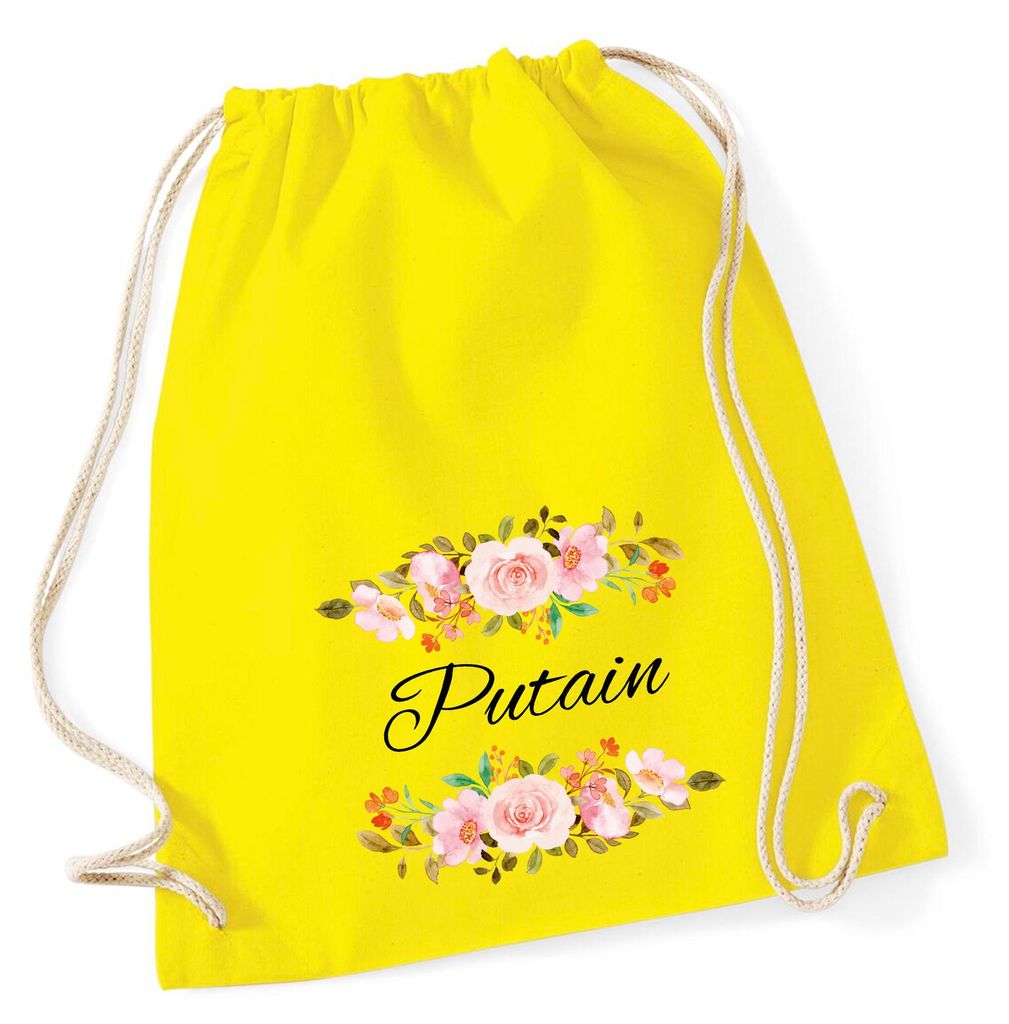 Huuraa Turnbeutel Putain französisch Blumen 12 Liter Yellow Baumwolle Rucksack Geschenkidee
