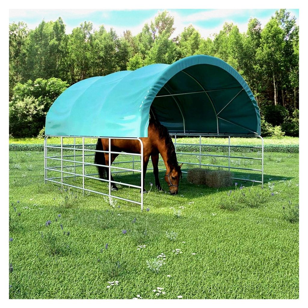 Weidezelt PVC 3,7x3,7 m Grün, Carport, Zeltgarage, Gerätezelt winterfest, Lagerzelt, Carportplane, Foliengarage