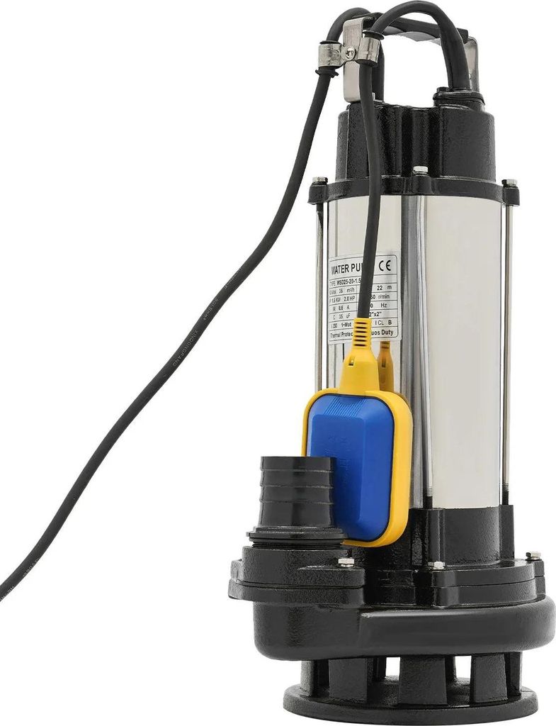 Abwasserpumpe - Tauchpumpe - Max. Fördermenge 36 m³/h - Förderhöhe 22 m - Eintauchtiefe 20–30 m - Anschluss Ø5 cm - 220 V EU-Stecker