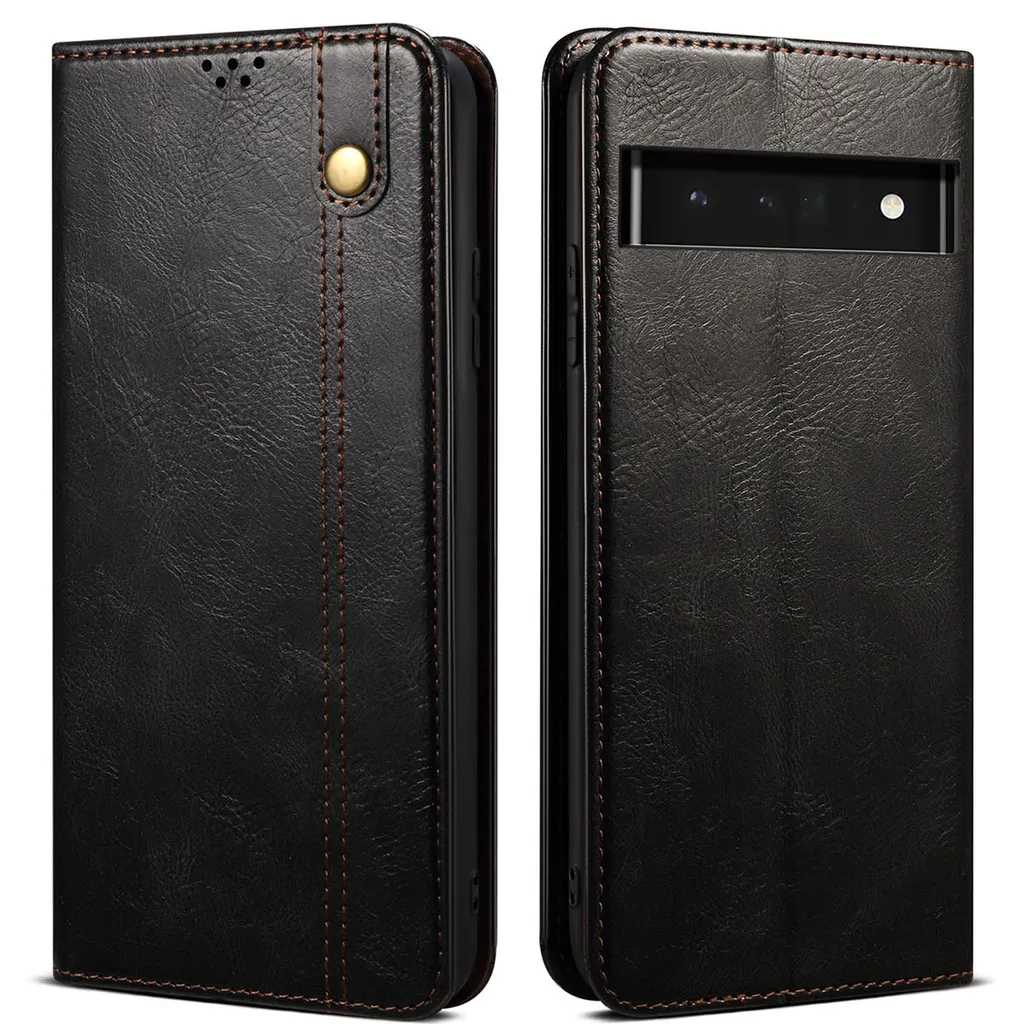 Custodia Per Google Pixel 6 Con Protezione Fotocamera Scorrevole, Cover Antiurto Nera, Supporto Magnetico Per Auto