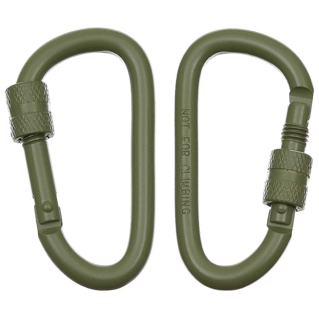 MFH Karabiner, Schraubverschluss,D 6mmx6cm, 2-er Pack, oliv Produktbild 