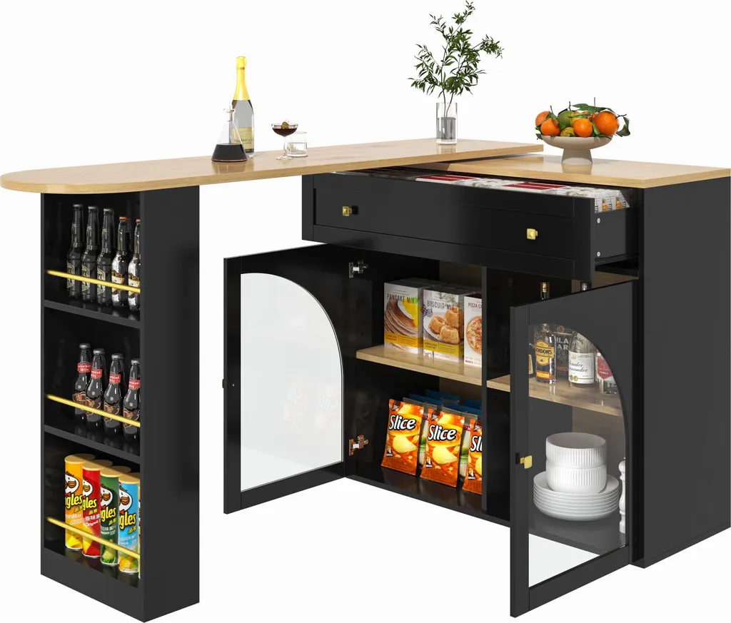 Table de bar extensible noire pivotante : la solution pour petits coins - 10