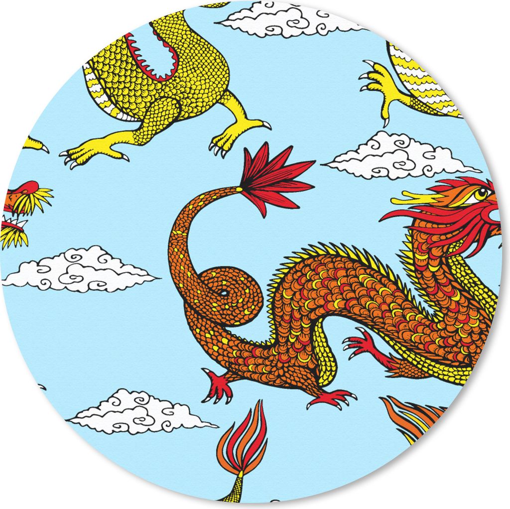MuchoWow Mauspad Mousepad Drache - Chinesisch - Muster 40x40 cm - Mousepads - Maus Mat - Pad - Mausunterlage - Schreibtisch Accessoires