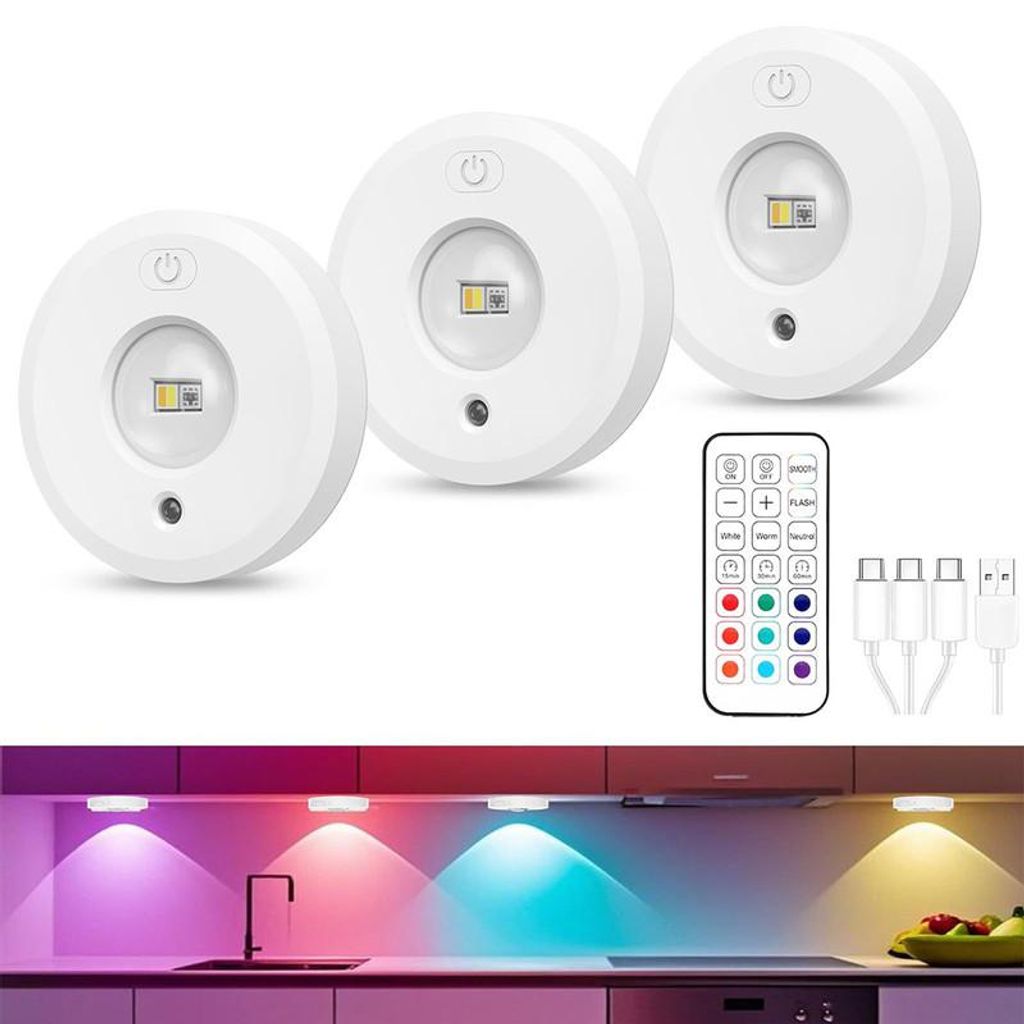 LED Unterbauleuchte 3er Set, kabellose Schrankbeleuchtung Produktbild 