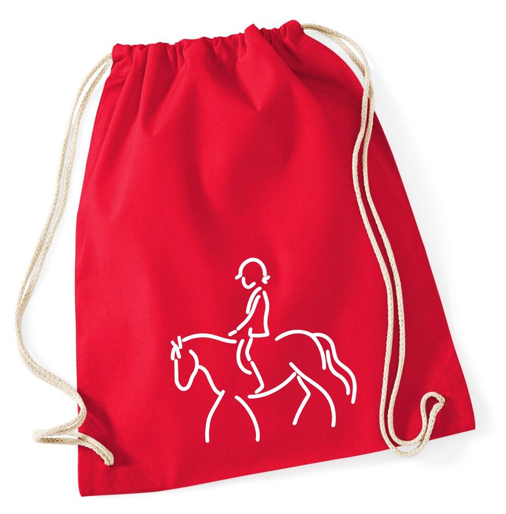 Huuraa Turnbeutel Reiten Pferd 12 Liter Classic Red Baumwolle Rucksack Geschenkidee